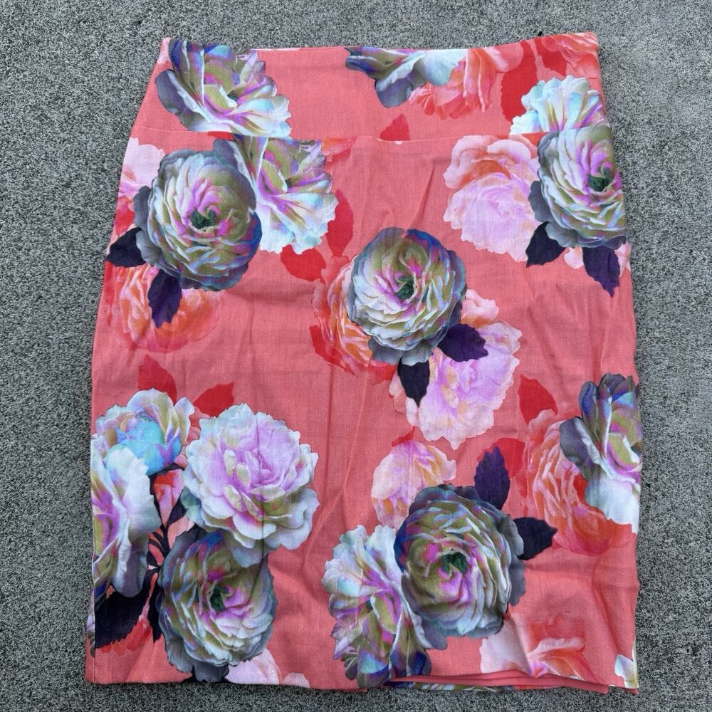 Nicole Miller Atelier Skirt Womens 4 Pencil Floral Linen Blend Career Office